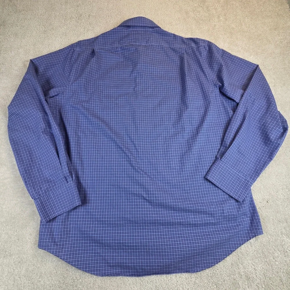 Polo Ralph Lauren Mens Blue White Micro Check‎ Cotton Button Down Shirt XL